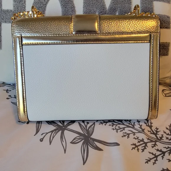 Michael Kors Metallic Gold and White Convertible Crossbody Bag NWT - Picture 2 of 7